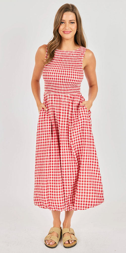 Sadie & Sage Gingham Bubble Hem Dress