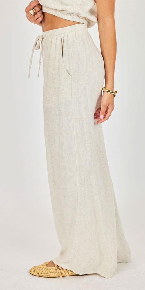 Sadie & Sage Linen Blend Pants, oatmeal