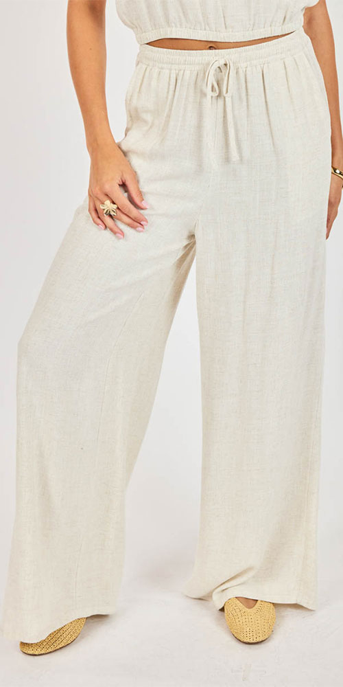 Sadie & Sage Linen Blend Pants, oatmeal