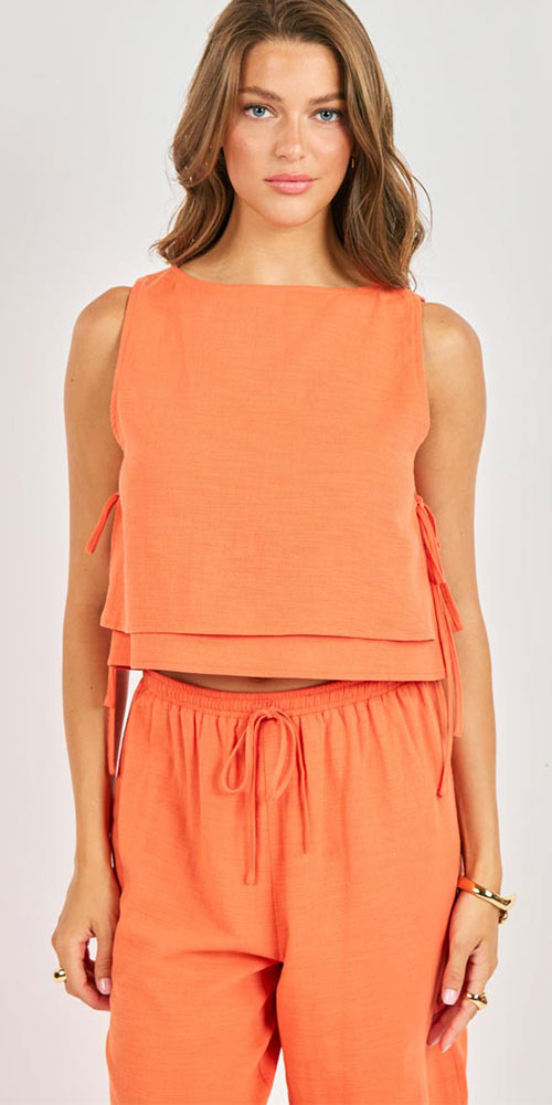 Sadie & Sage Side Tie Top, orange