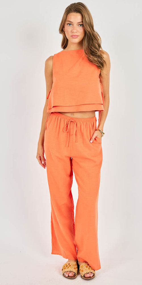 Sadie & Sage Side Tie Top, orange