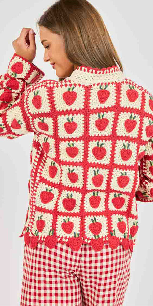 Sadie & Sage Strawberry Crochet Cardy