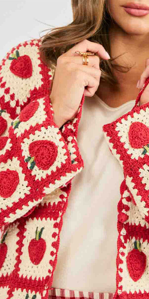 Sadie & Sage Strawberry Crochet Cardy