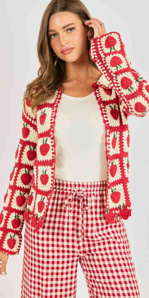 Sadie & Sage Strawberry Crochet Cardy