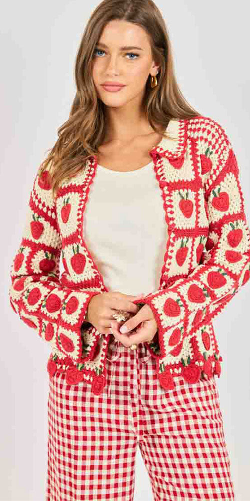 Sadie & Sage Strawberry Crochet Cardy