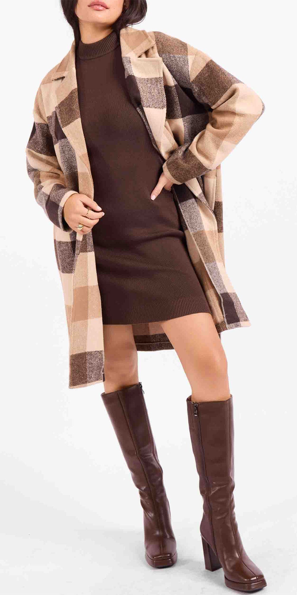 Sadie & Sage Coatigan, brown check