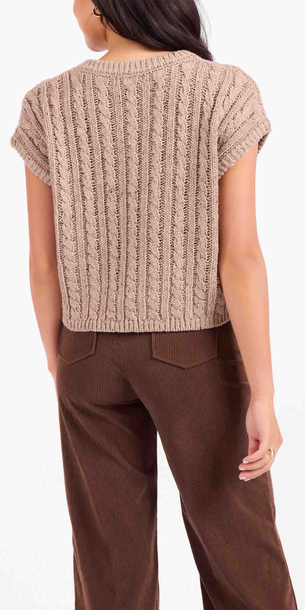 Sadie & Sage Cableknit Pullover, stone
