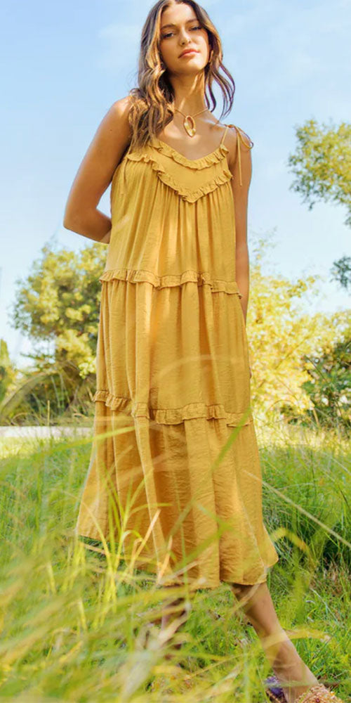 Sadie & Sage Tiered Dress, goldenrod