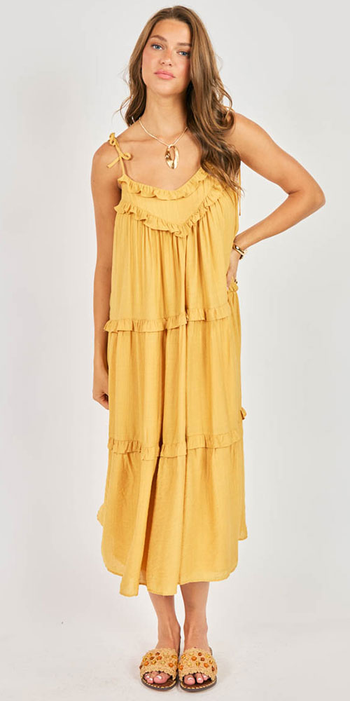 Sadie & Sage Tiered Dress, goldenrod