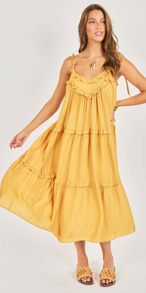 Sadie & Sage Tiered Dress, goldenrod