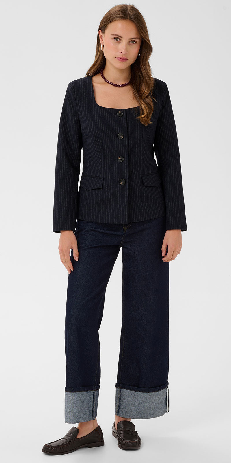 Saint Tropez Pinstripe Blazer, navy