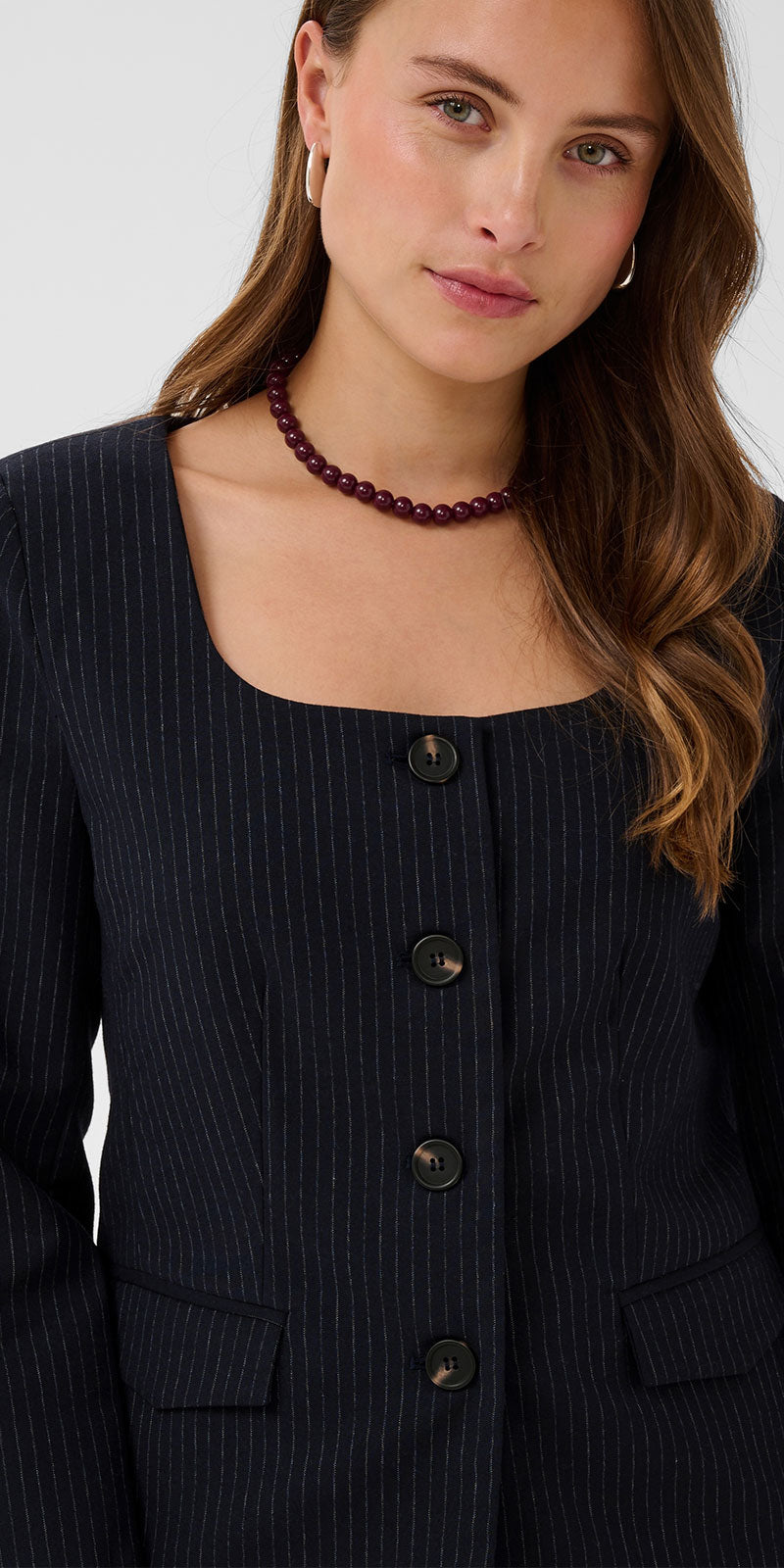 Saint Tropez Pinstripe Blazer, navy
