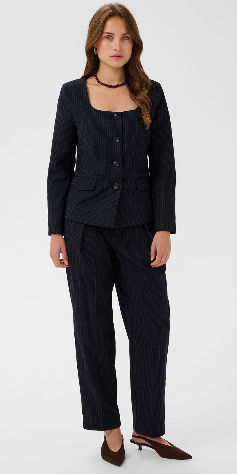 Saint Tropez Pinstripe Blazer, navy
