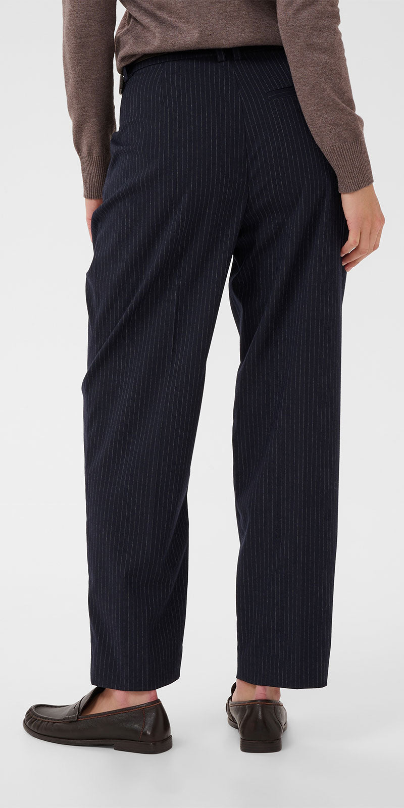 Saint Tropez Pinstripe Barrel Trousers, navy