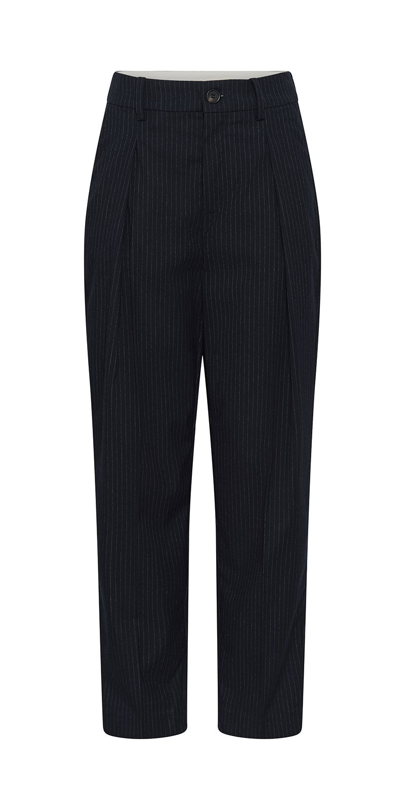 Saint Tropez Pinstripe Barrel Trousers, navy
