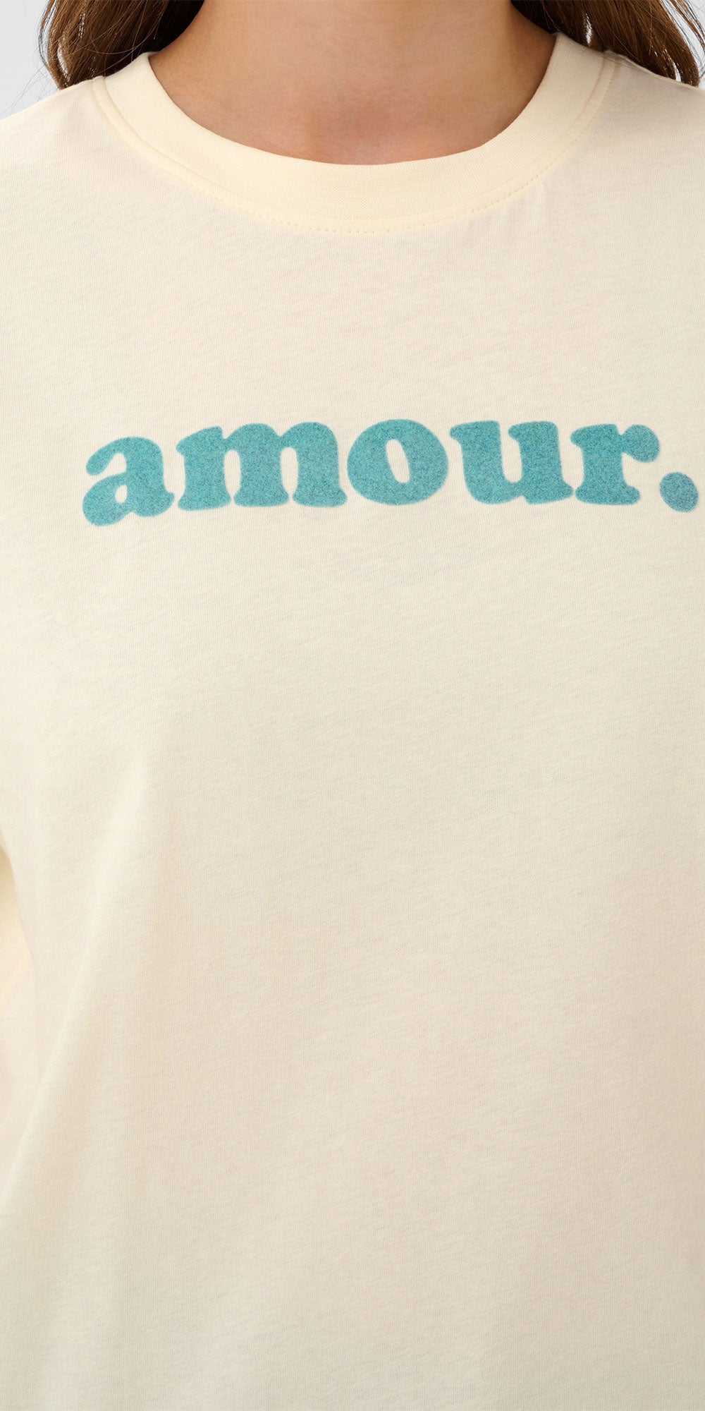 Saint Tropez Amour Tee, aqua flocked