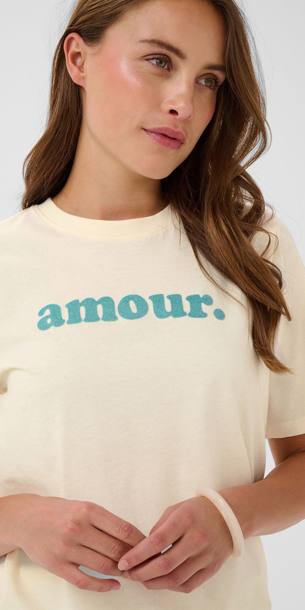 Saint Tropez Amour Tee, aqua flocked