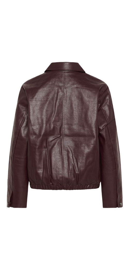 Saint Tropez Burgundy Faux Leather Bomber