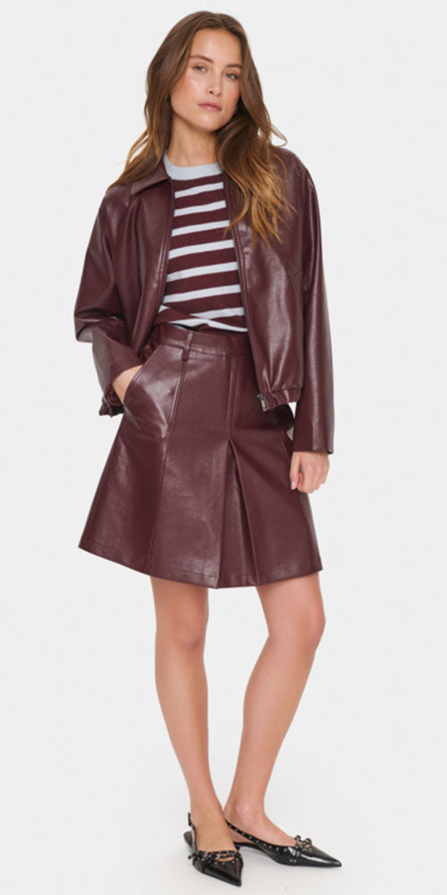 Saint Tropez Burgundy Faux Leather Bomber