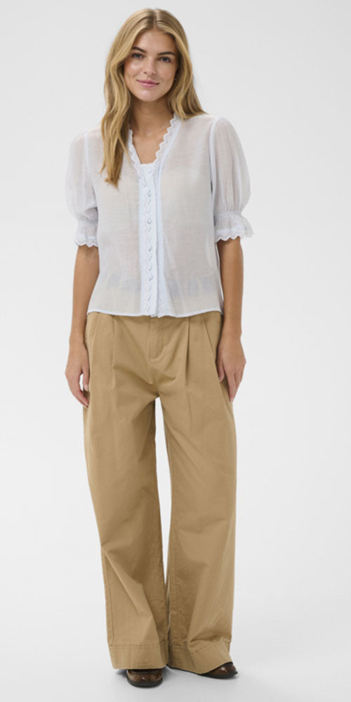 Saint Tropez Eyelet Trimmed Blouse, ice blue