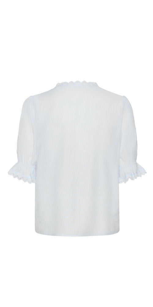 Saint Tropez Eyelet Trimmed Blouse, ice blue