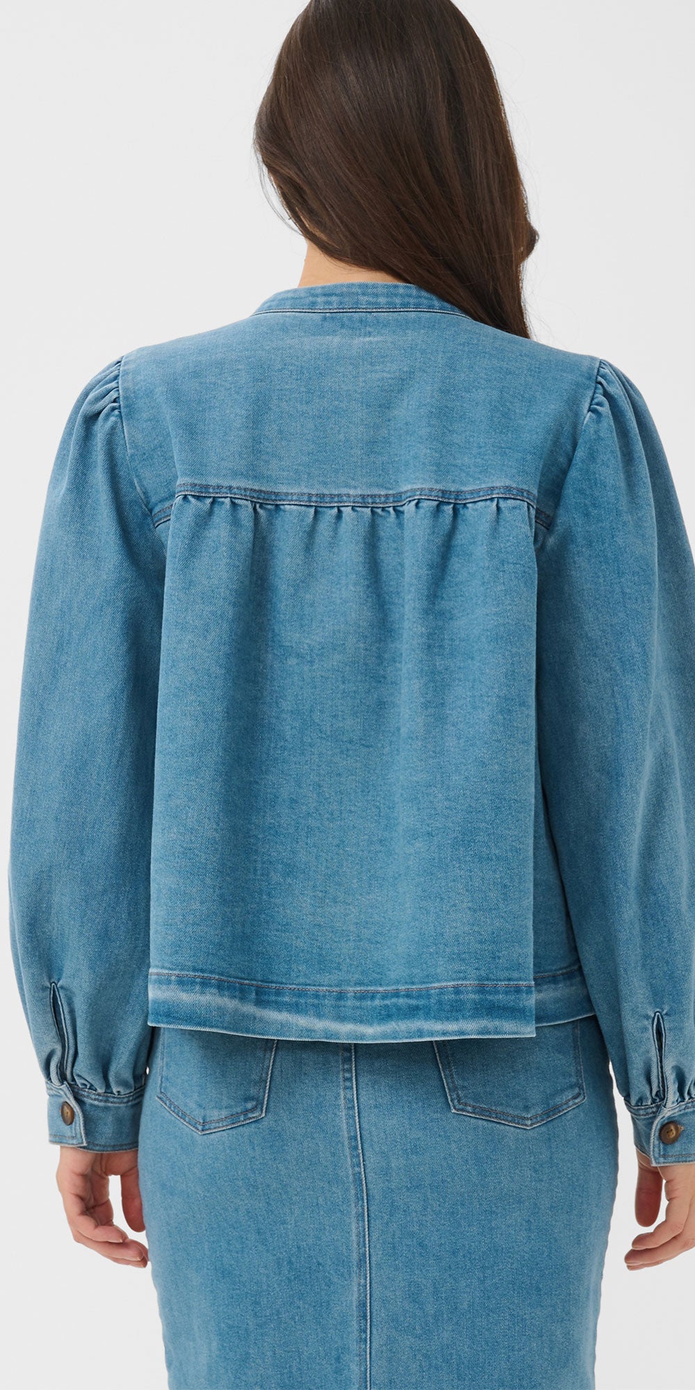 Saint Tropez Gathered Denim Swing Jacket