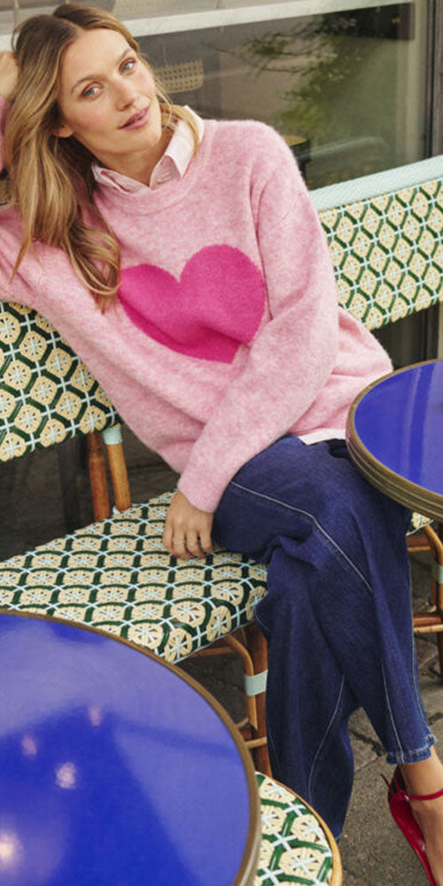 Saint Tropez Heart Crew Neck, pink