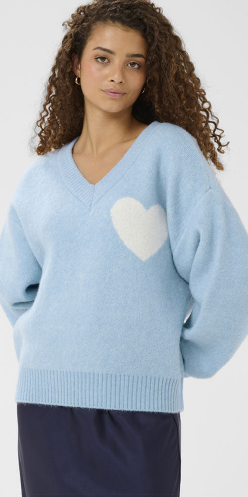 Saint Tropez Heart V-neck, blue