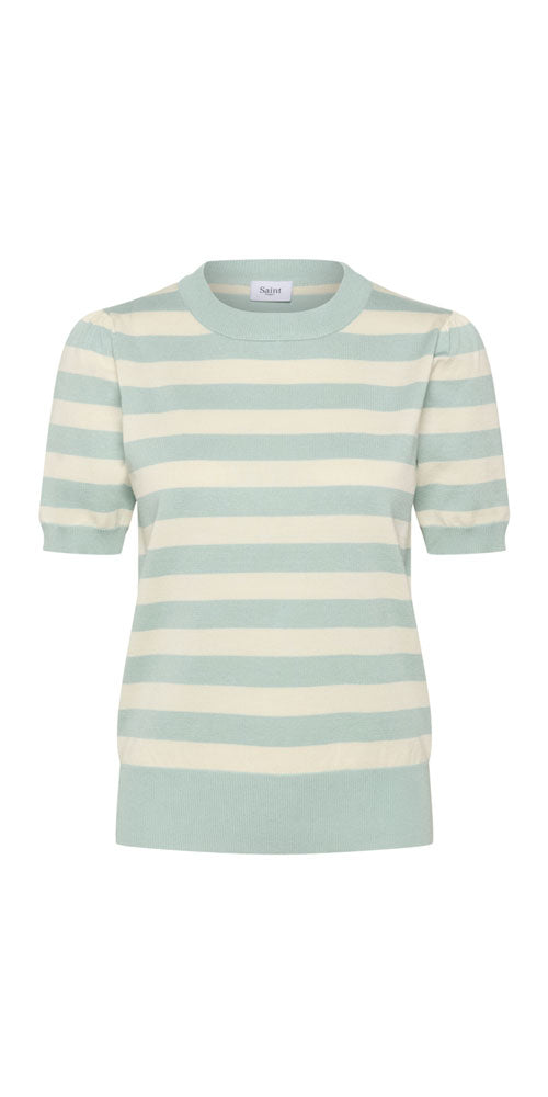 Saint Tropez Fine Knit Half Sleeve Top, ether stripe