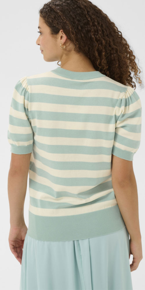 Saint Tropez Fine Knit Half Sleeve Top, ether stripe