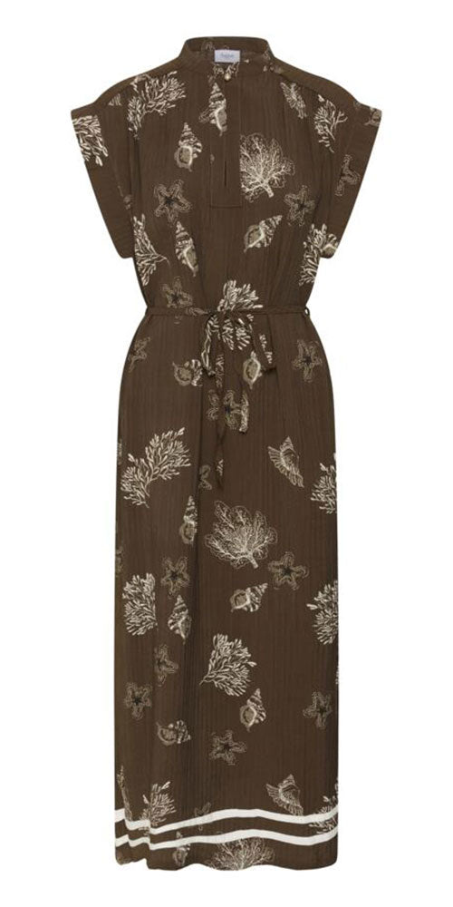 Saint Tropez Mandarin Dress, fudge seashell print