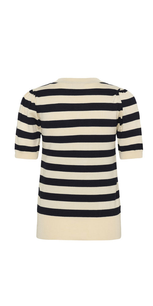Saint Tropez Fine Knit Half Sleeve Top, midnight stripe