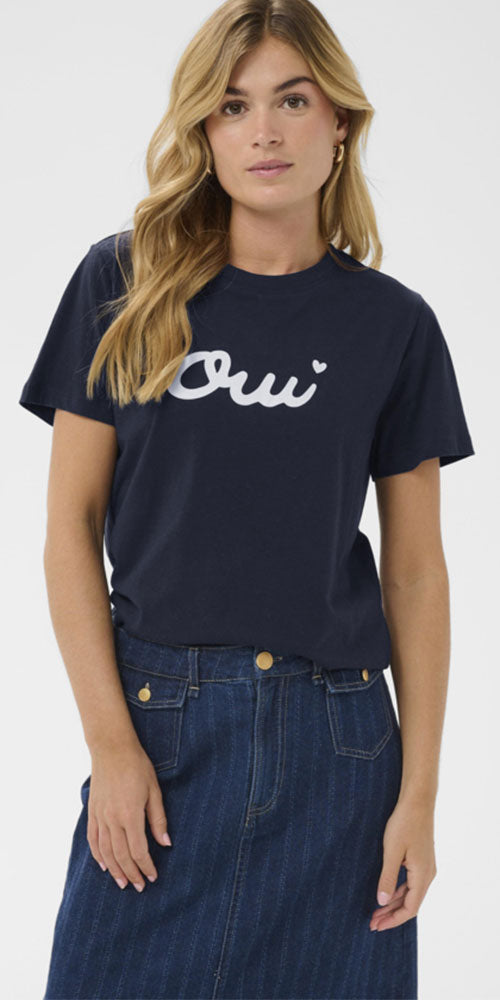 Saint Tropez Oui Tee, navy/white