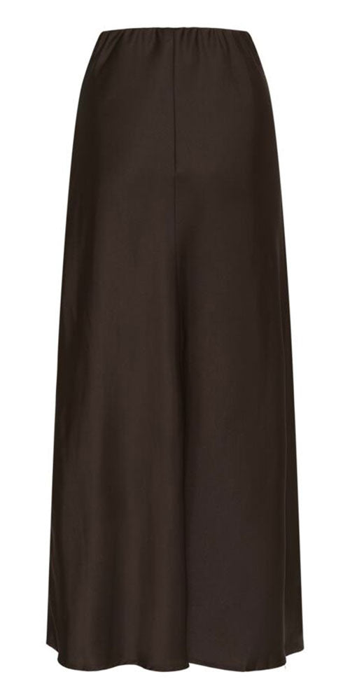 Saint Tropez Satin Maxi Skirt, chocolate brown