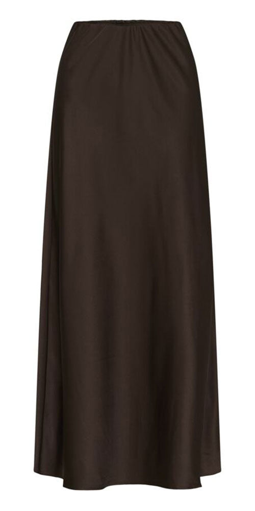 Saint Tropez Satin Maxi Skirt, chocolate brown