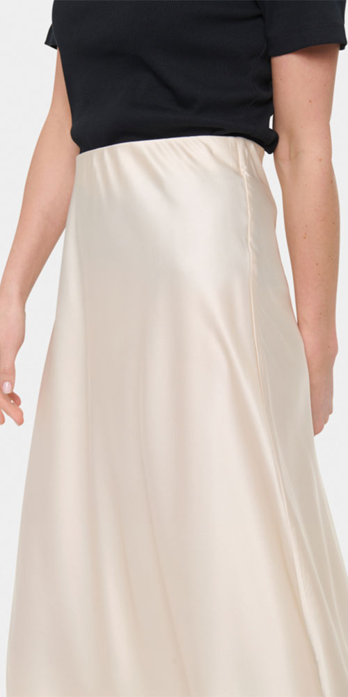 Saint Tropez Satin Midi Skirt, birch