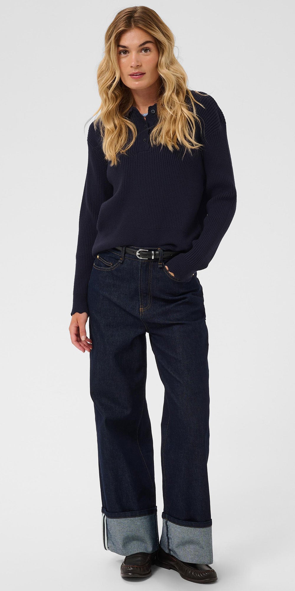 Saint Tropez Scallop Edge Polo, navy