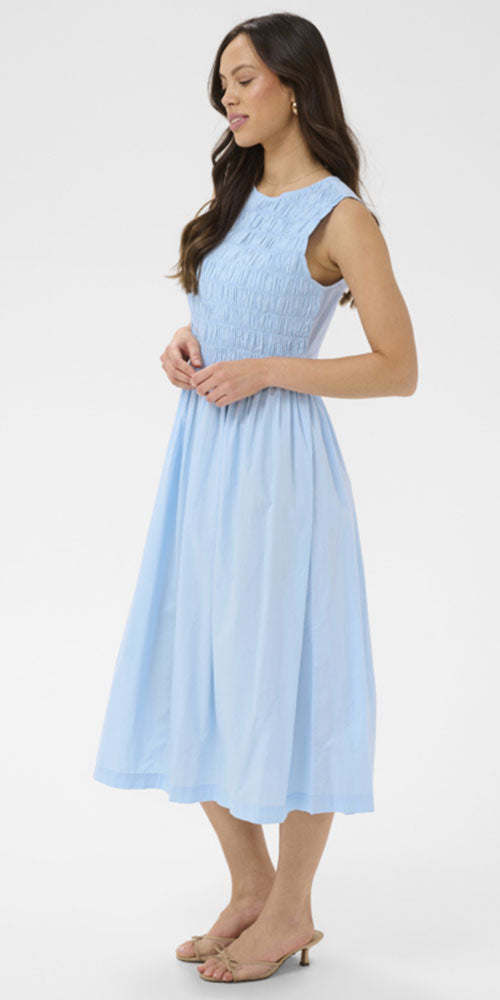 Saint Tropez Smocked Poplin Dress, sky blue