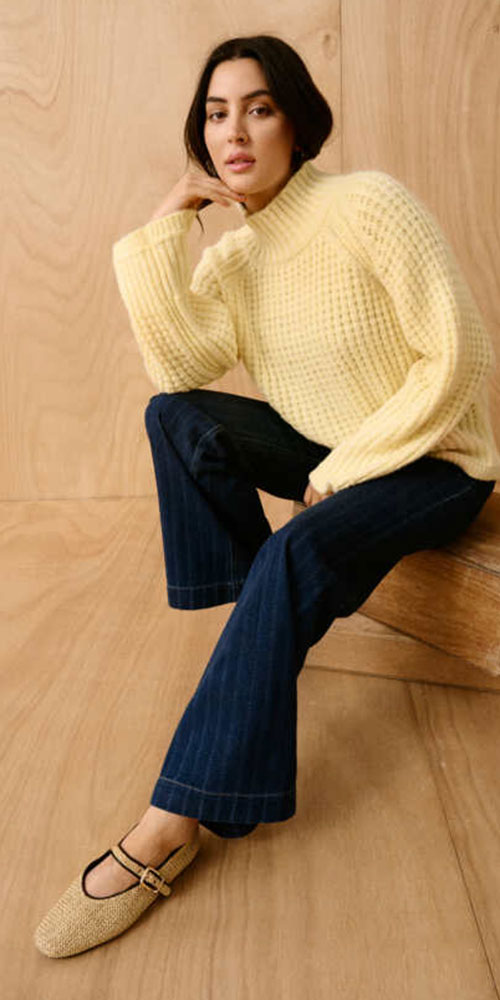 Saint Tropez Textural Sweater, butter yellow
