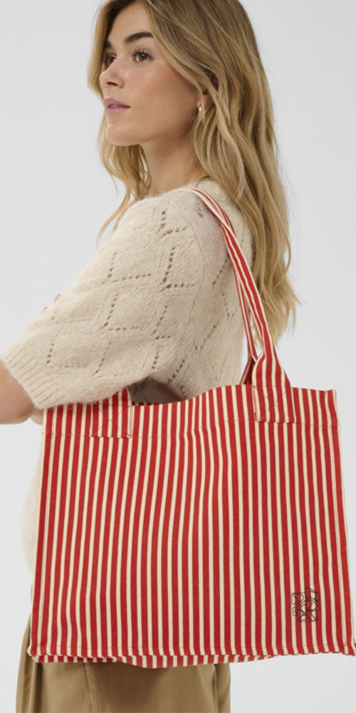 Saint Tropez Structured Tote, red stripe