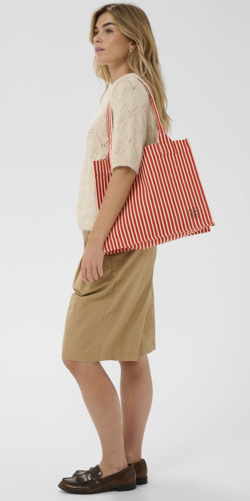 Saint Tropez Structured Tote, red stripe