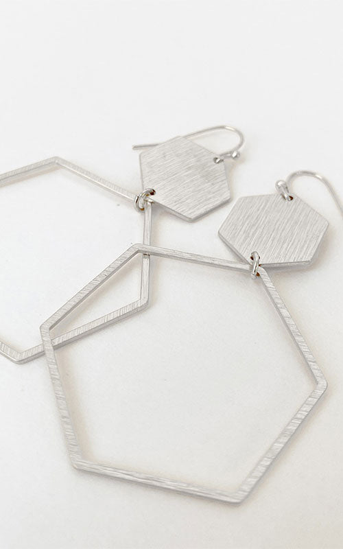 Silver Hex Earrings