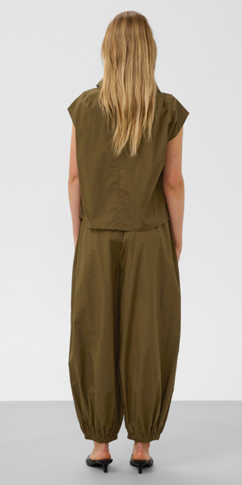 Soaked Cotton Balloon Pants, olive green
