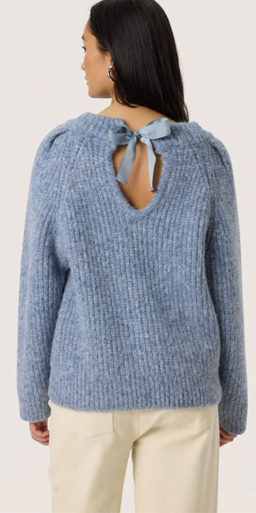 Soaked Bow Neck Sweater, blue