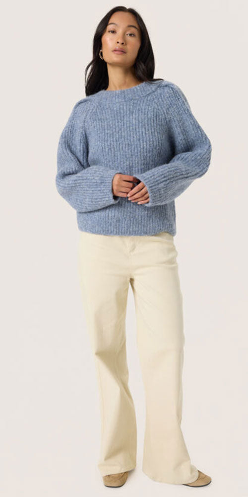 Soaked Bow Neck Sweater, blue