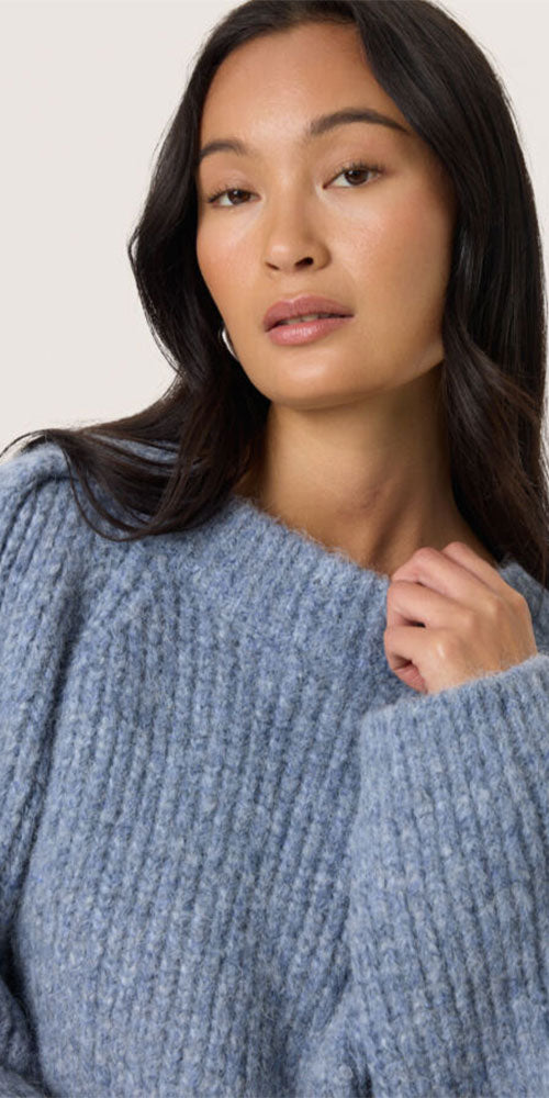 Soaked Bow Neck Sweater, blue