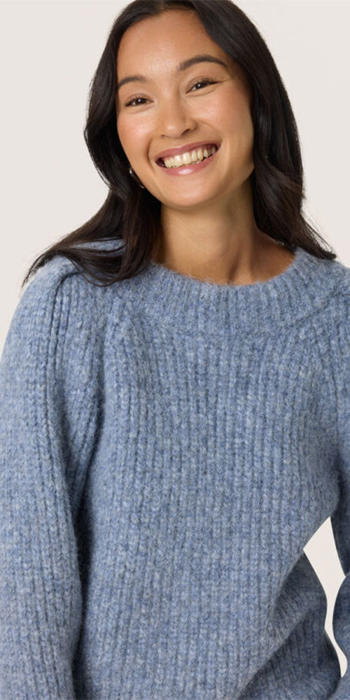 Soaked Bow Neck Sweater, blue