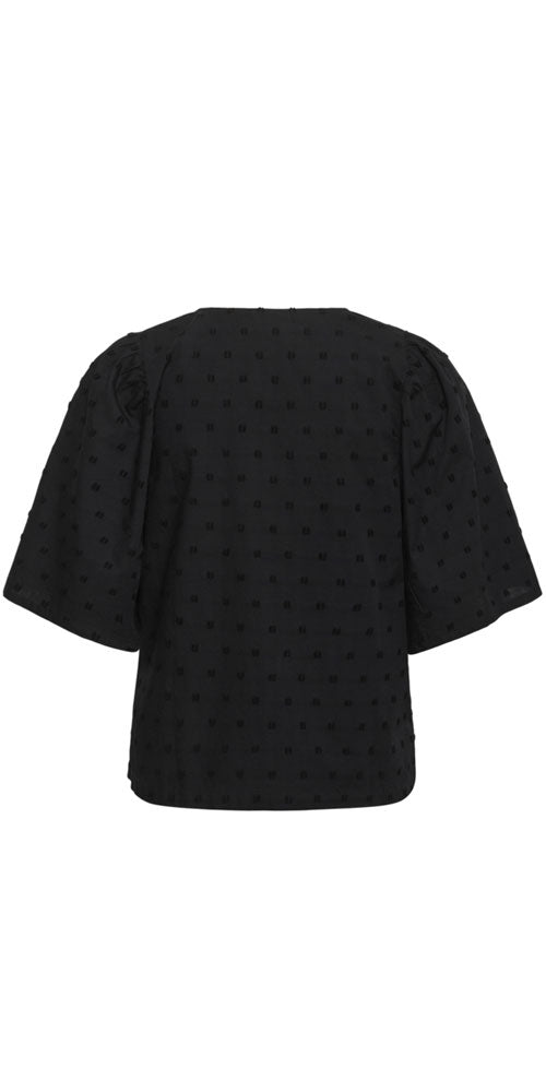 Soaked Cotton Swiss Dot Blouse, black