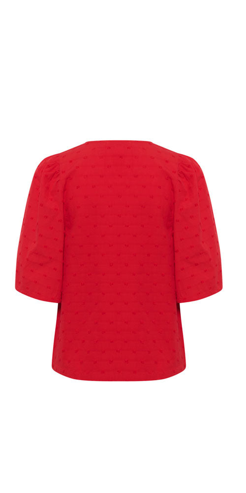 Soaked Cotton Swiss Dot Blouse, red