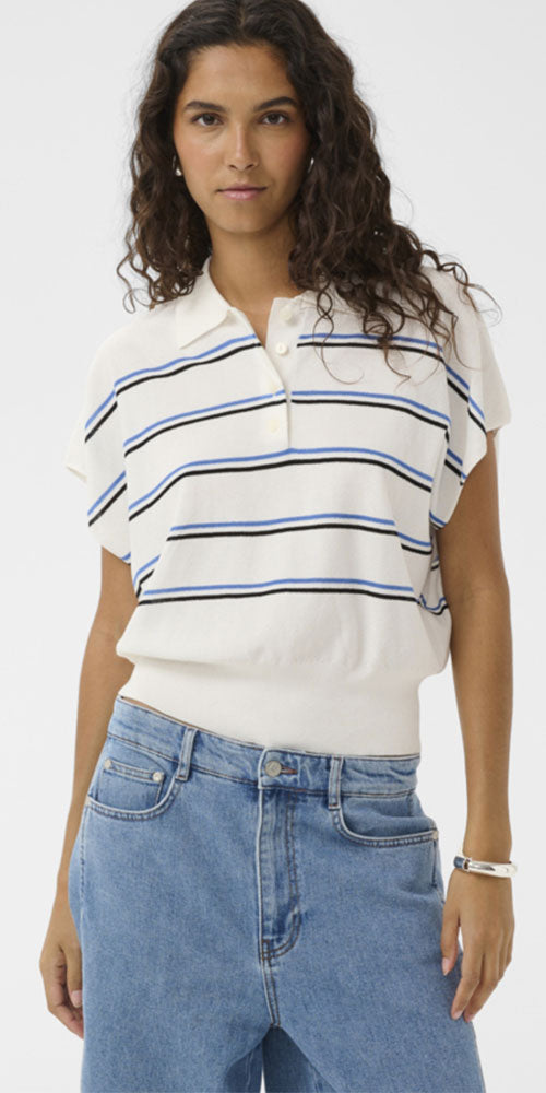 Soaked Dolman Sleeve Polo Knit, stripes